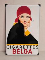 Belga Cigarettes Groot Emaille reclamebord Afme 78 / 52 cm, Ophalen of Verzenden, Gebruikt, Reclamebord