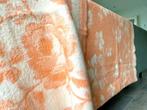 Toffe vintage wollen deken oranje wit, Huis en Inrichting, Woonaccessoires | Plaids en Woondekens, Ophalen of Verzenden, Gebruikt