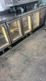 Rvs Koelwerkbank 4 deurs glas led verlichting, Ophalen, Koelen en Vriezen