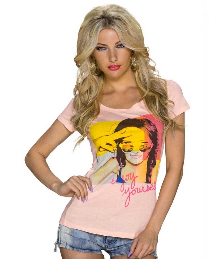 Top met print, abrikoos maat S/M  (nieuw), Kleding | Dames, Tops, Nieuw, Maat 38/40 (M), Overige kleuren, Korte mouw, Ophalen of Verzenden