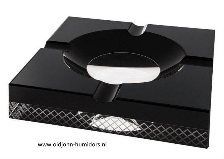 SIGAARASBAK ANGELO CRYSTAL BLACK 4 LEGGERS- 20x20x4 cm sab13, Verzamelen, Rookartikelen, Aanstekers en Luciferdoosjes, Nieuw, Asbak