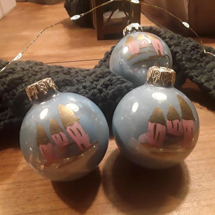 vintage handbeschilderde kerstballen, Diversen, Kerst, Gebruikt, Ophalen of Verzenden