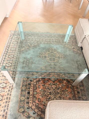 2 Lourens Fisher Aqua (Double) glazen tafels beschikbaar voor biedingen