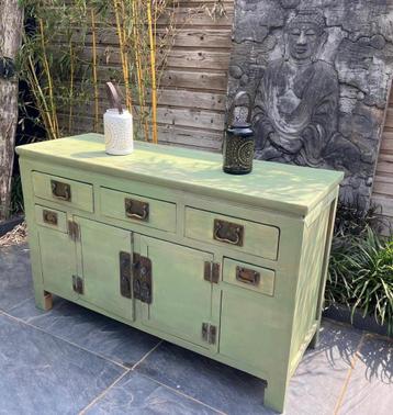 Chinees dressoir kast vintage groen kleur Chinese kast  beschikbaar voor biedingen