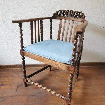 Leuke brocante landelijke 1890 Eikenhouten stoel fauteuil  beschikbaar voor biedingen