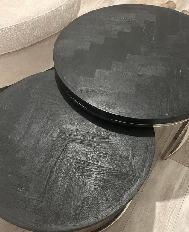 Salontafel Black Bonito Doblo - Set van 2 visgraat, Huis en Inrichting, Tafels | Salontafels, Nieuw, Minder dan 50 cm, 50 tot 100 cm