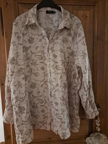 Mooie beige blouse met taupe details, Yesta (44/46/XXL) beschikbaar voor biedingen