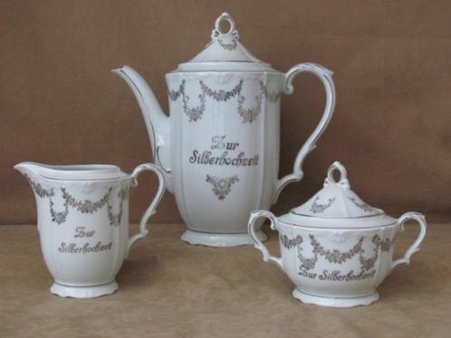 MOOI ANTIEK VERZILVERD PORSELEIN BRUID SERVIES, Antiek en Kunst, Antiek | Servies compleet, Ophalen of Verzenden