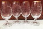 4 geëtste kristalen glazen  - 4 diverse Vis afbeelding, Antiek en Kunst, Antiek | Glas en Kristal, Ophalen of Verzenden