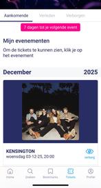 Te koop: 5 Kensington tickets woe. 03-12, Tickets en Kaartjes, Concerten | Pop, Drie personen of meer, December