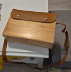 Aparte tas/clutch van Monoprix femme. Hout met leer., Ophalen of Verzenden, Zo goed als nieuw, Bruin