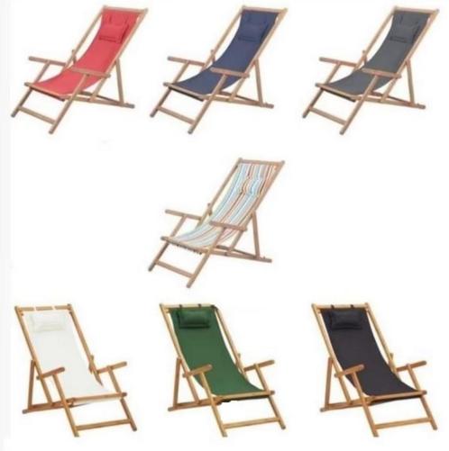 Strandstoel + kussen inklapbaar houten frame GRATIS BEZORGD!, Tuin en Terras, Zwembad-toebehoren, Nieuw, Overige typen, Verzenden