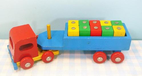 Vintage houten speelgoed hijskraan blokkenwagen blokken, Kinderen en Baby's, Speelgoed | Houten speelgoed, Gebruikt, Overige typen