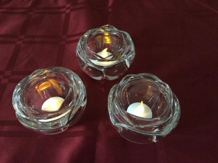 Kristallen waxinelichthouders 3 stuks vanaf € 10,00 nwstaat, Verzamelen, Porselein, Kristal en Bestek, Nieuw, Kristal, Ophalen of Verzenden