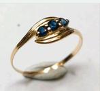 18 krt karaat ring 3 saffieren 18k 18krt 18kt mt 17 mm 51, Ophalen of Verzenden, 17 tot 18, Met edelsteen, Dame
