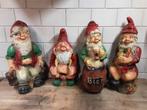 4 grote Vintage tuinkabouters , Vrolijke figuren, Ophalen, Kunststof, Gebruikt, .
