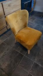 Okergele velvet fauteuil, Huis en Inrichting, Fauteuils, Ophalen, Zo goed als nieuw, Minder dan 75 cm, 50 tot 75 cm