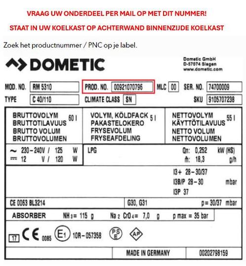 Onderdelen opvragen, Caravans en Kamperen, Kampeeraccessoires, Nieuw, Ophalen of Verzenden