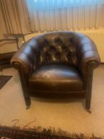 Vintage Retro’50 Lederen Clubfauteuil., Huis en Inrichting, Fauteuils, Ophalen, Gebruikt, Leer, Vintage Retro Jaren 50