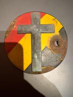 Belgisch antiek bordje, grafsteen, wo1, wo2, kruis, heilig, Antiek en Kunst, Ophalen of Verzenden