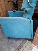 Te koop sta op stoel  drie motoren kleur turquoise., Huis en Inrichting, Fauteuils, Ophalen, Gebruikt, Minder dan 75 cm, 50 tot 75 cm