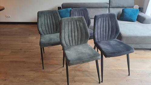 4x Feelings Dodge eetkamerstoelen – antraciet & hunter groen, Huis en Inrichting, Stoelen, Zo goed als nieuw, Vier, Stof, Zwart
