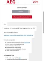 Aeg 25% korting, Eén persoon, Kortingsbon
