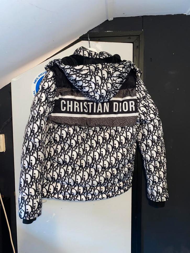 Dior Oblique puffer jacket, Kleding | Dames, Jassen | Zomer, Zo goed als nieuw, Maat 36 (S), Wit, Ophalen of Verzenden