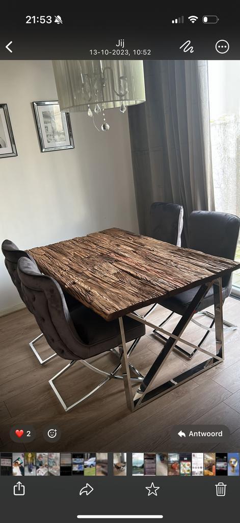 Woonkamerset, Huis en Inrichting, Tafels | Eettafels, Gebruikt, 200 cm of meer, 200 cm of meer, Vijf personen of meer, Rechthoekig