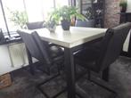 Bar Eethoek Stoelen Zwart Leer, Huis en Inrichting, Barkrukken, Ophalen of Verzenden, Zo goed als nieuw, Metaal, 90 cm of meer