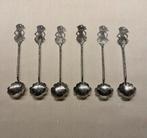 6 Djokja Zilveren Indonesische Theelepeltjes m Wajangfiguur, Antiek en Kunst, Antiek | Bestek, Ophalen of Verzenden