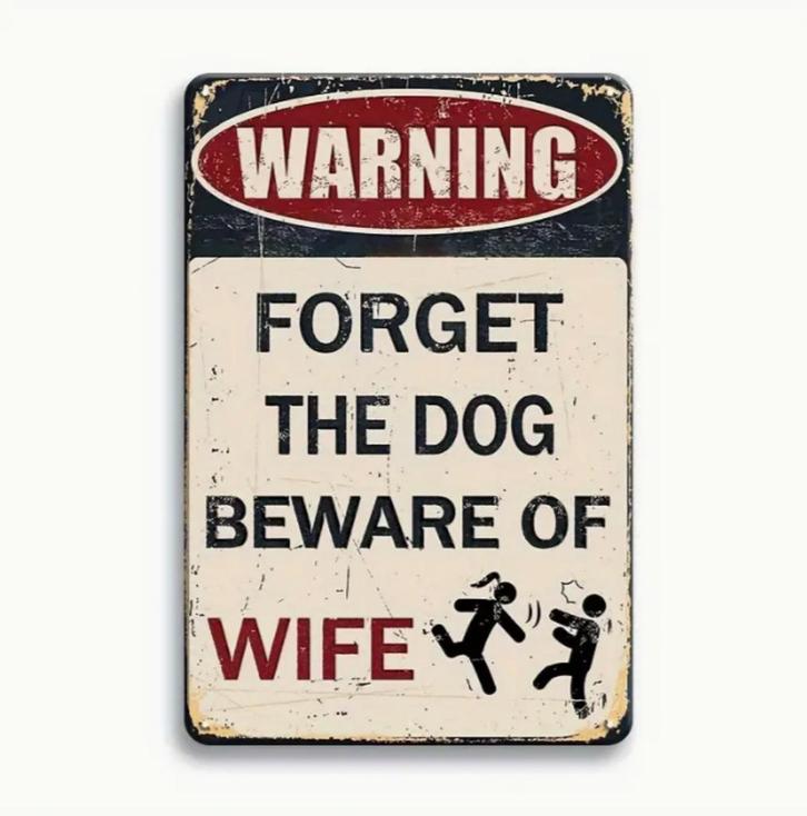 Wanddecoratiebord - WARNING, Huis en Inrichting, Woonaccessoires | Wanddecoraties, Nieuw, Ophalen of Verzenden