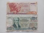 2 Griekse Drachma biljetten - 100 & 500 Drachma, Ophalen of Verzenden, Overige landen, Los biljet