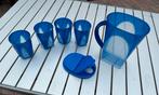 Tupperware waterkan met 4x bekers, Ophalen of Verzenden, Zo goed als nieuw, Blauw, Beker of Kan