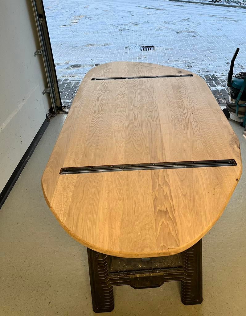 Organische eettafel “Kiezel” 210x100x3 bol eiken rustiek, Huis en Inrichting, Tafels | Eettafels, Ophalen, Eikenhout, 50 tot 100 cm