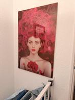 Glazen Schilderij - Vrouw met Rozen, Huis en Inrichting, Woonaccessoires | Schilderijen, Tekeningen en Foto's, Ophalen of Verzenden