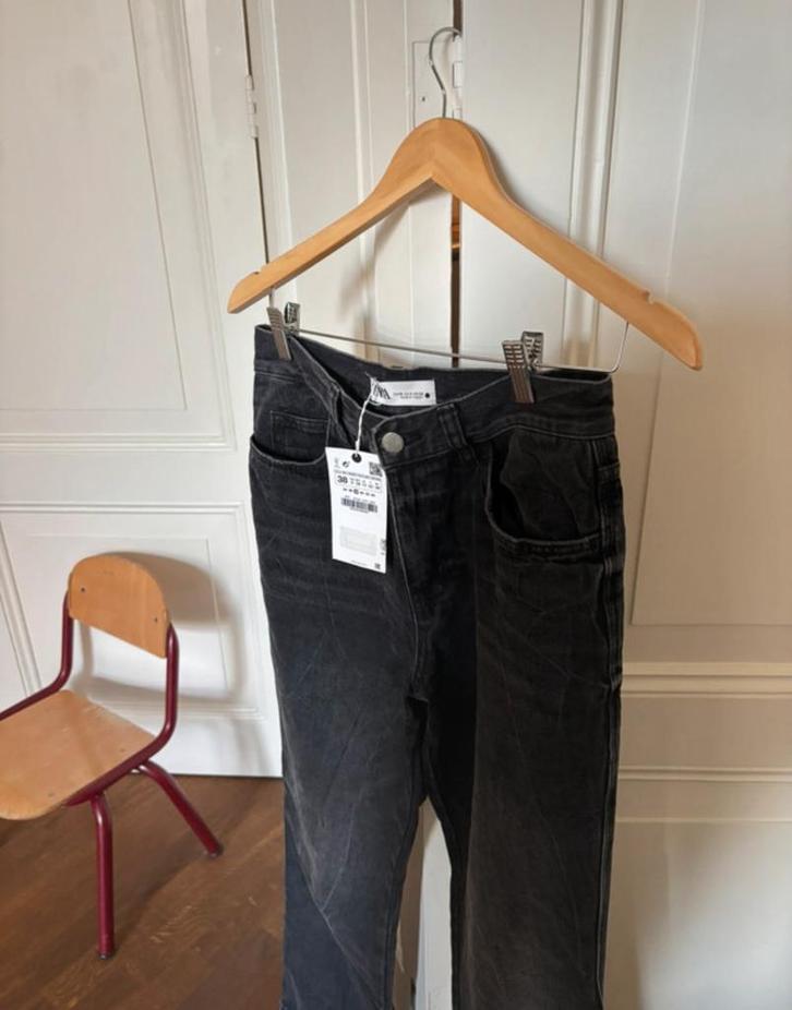 Zara high rise jeans, hoge grijze rechte spijkerbroek, M/ 38, Kleding | Dames, Spijkerbroeken en Jeans, Nieuw, W30 - W32 (confectie 38/40)