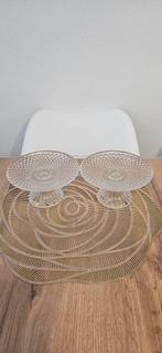 Twee glazen taartplateaus, Ophalen of Verzenden, Zo goed als nieuw