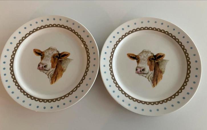 Ontbijtbordjes Koe Jet by ter Steege, Huis en Inrichting, Keuken | Servies, Gebruikt, Bord(en), Overige stijlen, Aardewerk, Ophalen of Verzenden