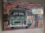Metalen Schilderij met busje, Huis en Inrichting, Woonaccessoires | Schilderijen, Tekeningen en Foto's, Ophalen, 100 tot 125 cm