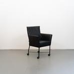8x Montis Geraldine Fauteuil Zwart Leer - Zwart/Wiel, Minder dan 75 cm, Ophalen of Verzenden, Zo goed als nieuw, Metaal