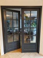 Dubbele hard houten deuren, zwart, Doe-het-zelf en Verbouw, Deuren en Horren, Ophalen, 80 tot 100 cm, 215 cm of meer, Binnendeur