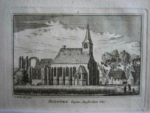 005 / Slooten buiten Amsterdam Kopergravure 18e Eeuw, Antiek en Kunst, Kunst | Etsen en Gravures, Ophalen of Verzenden