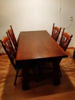 Eetkamer tafel en vier stoelen donker eiken hout, Ophalen, Gebruikt, 4 tot 6 stoelen