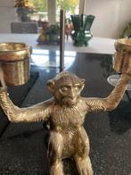 Gouden Aap Kandelaar - 2 Kaarsen, Ophalen of Verzenden, Overige materialen