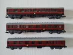 3 Nette Minitrix Engelse rijtuigen 13008/13021, Hobby en Vrije tijd, Modeltreinen | N-Spoor, Gebruikt, Gelijkstroom, Trix, Wagon