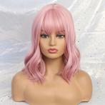 Roze Half Lange Pruik Met Pony Lang Haar Lange Haren Dames, Verzenden, Nieuw, Pruik of Haarverlenging