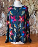 💖Prachtig 💯% Alpaca wollen vest Intarsia Bloemen L, Ophalen of Verzenden, Zo goed als nieuw, Grijs