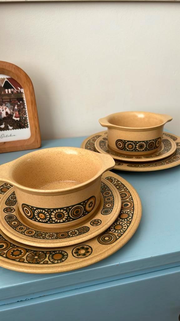 vintage Staffordshire kiln craft set borden en kommen, Huis en Inrichting, Keuken | Servies, Bord(en), Overige stijlen, Ophalen of Verzenden