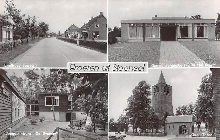 Steensel Ansichtkaart - Groeten uit Steensel 4-luik, Verzamelen, Ansichtkaarten | Nederland, Gelopen, Noord-Brabant, 1960 tot 1980